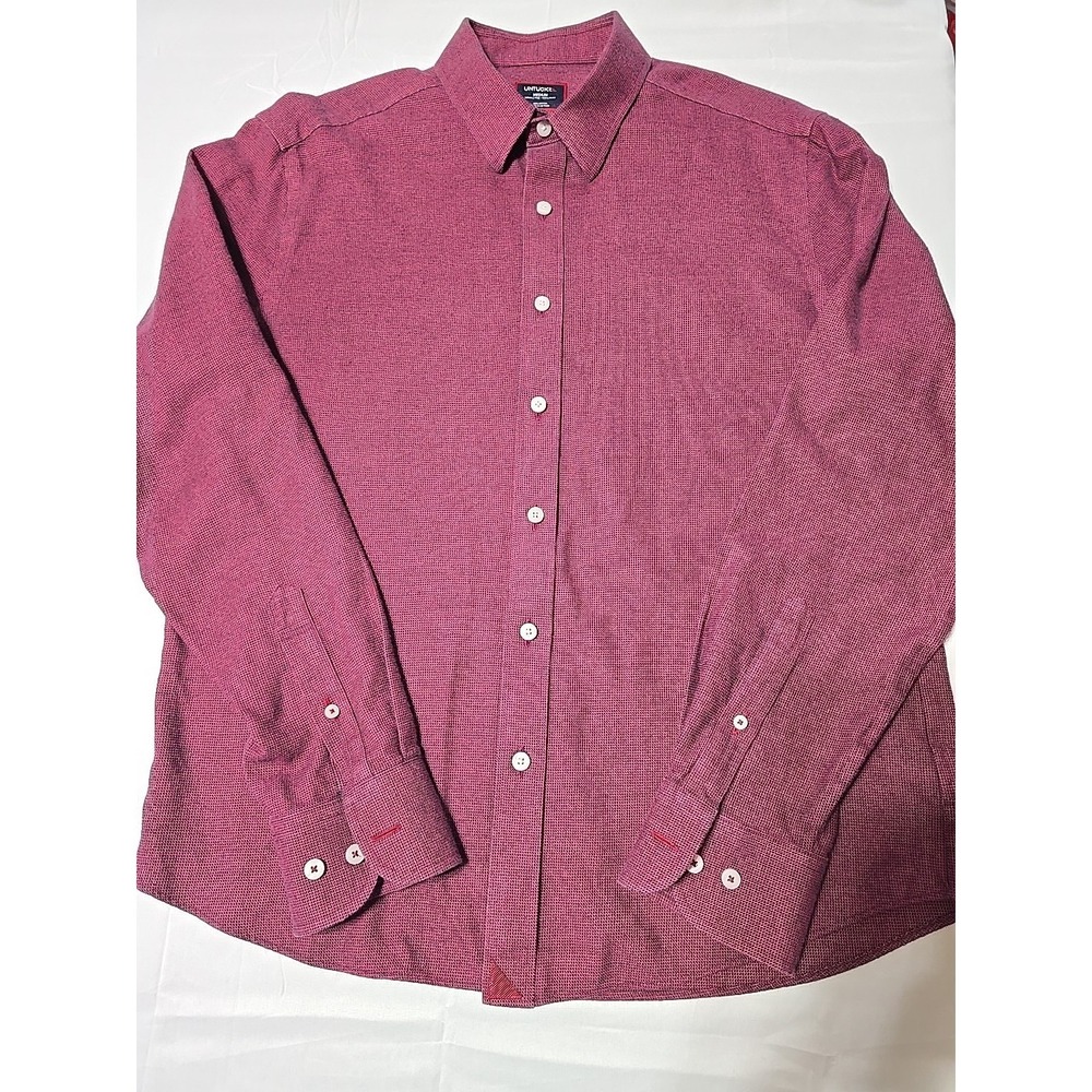 UNTUCKit Shirt Mens Medium Maroon Check Flannel Long Sleeve Cotton Casual